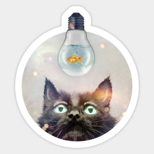 Fish in a Light Bulb Sticker